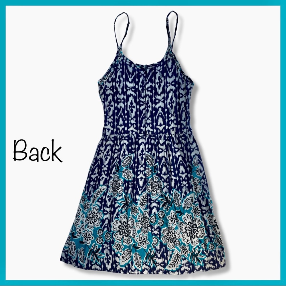 Blue Pattern Boho Dress with Ruffle - Picture 2 of 5